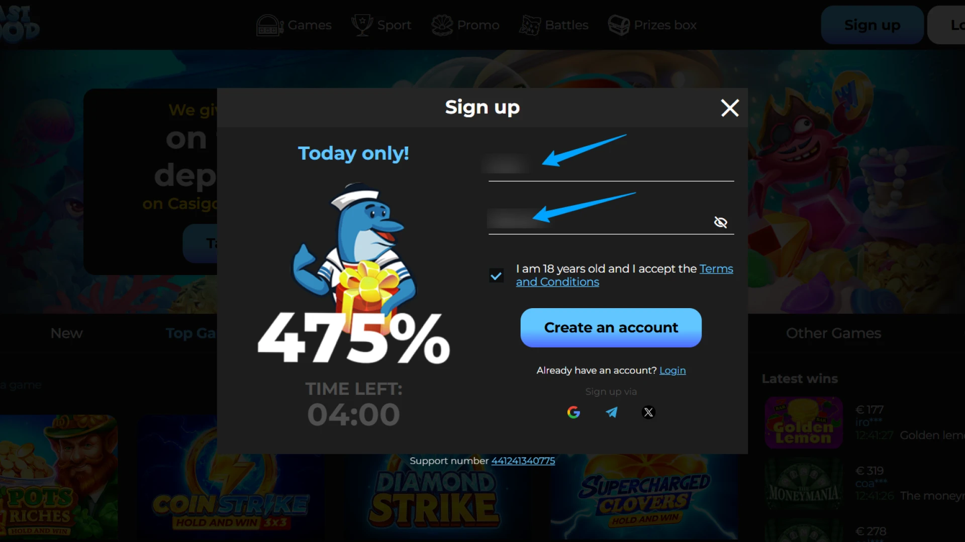 Enter your personal Registration details to set up a Casigood account.