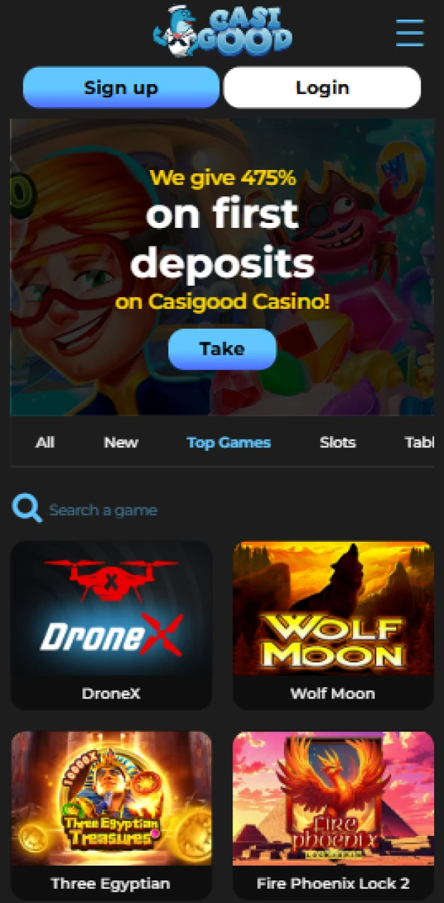 Open the main screen of the Casigood App and start betting.