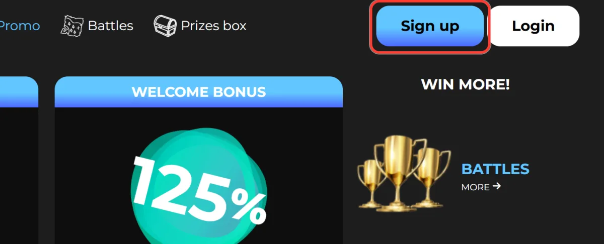 Sign up button on the Casigood Promo page before claiming a bonus
