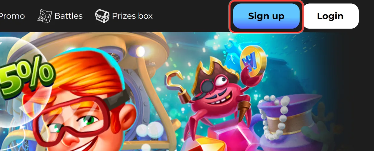 Sign up button in the top right corner of the Casigood header